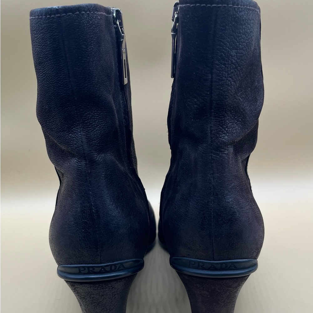 Prada Brown Leather Ankle Boots. Size 38 US 8 - Picture 4 of 12